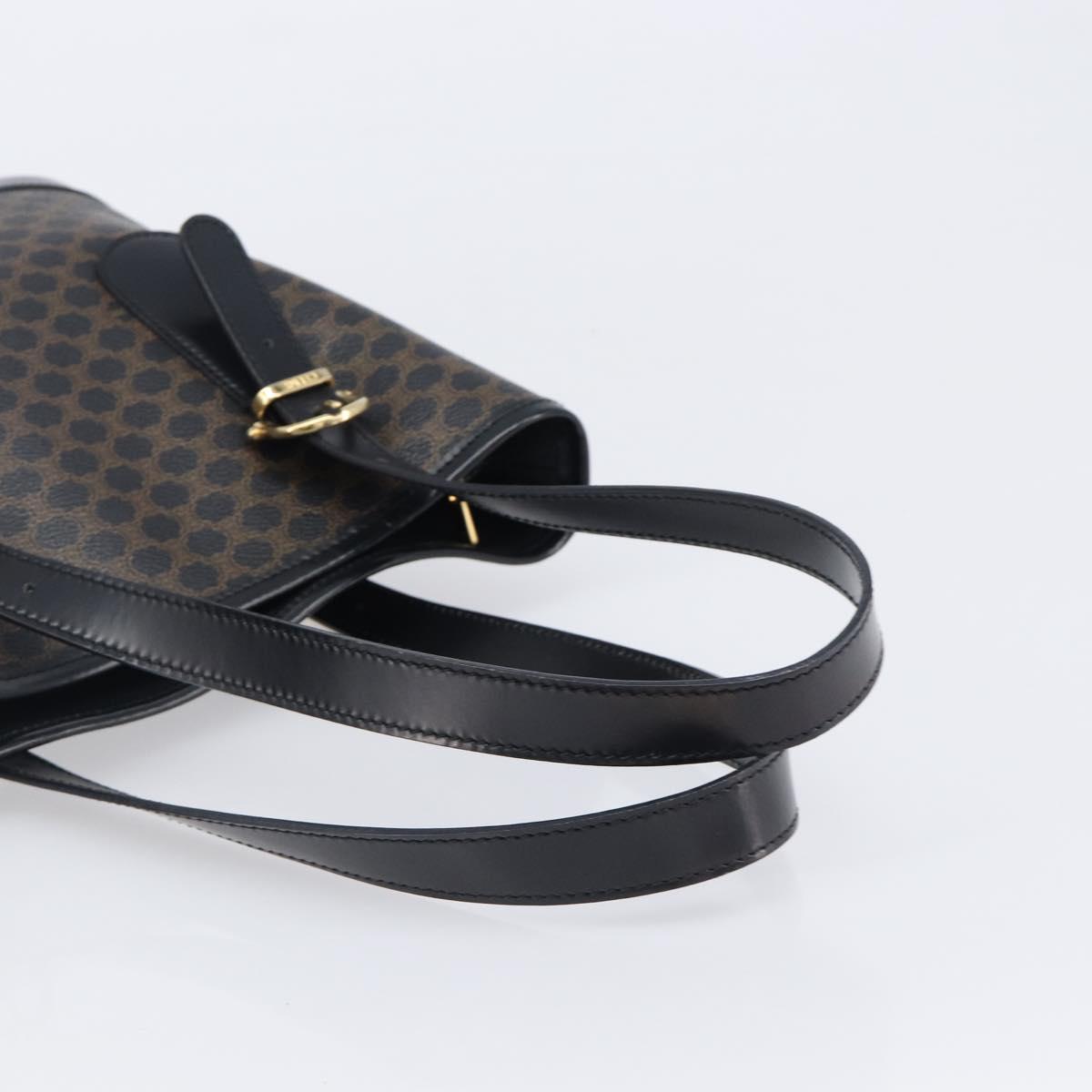 CELINE Macadam Canvas Hand Bag PVC Leather Black Gold Auth mr2888A