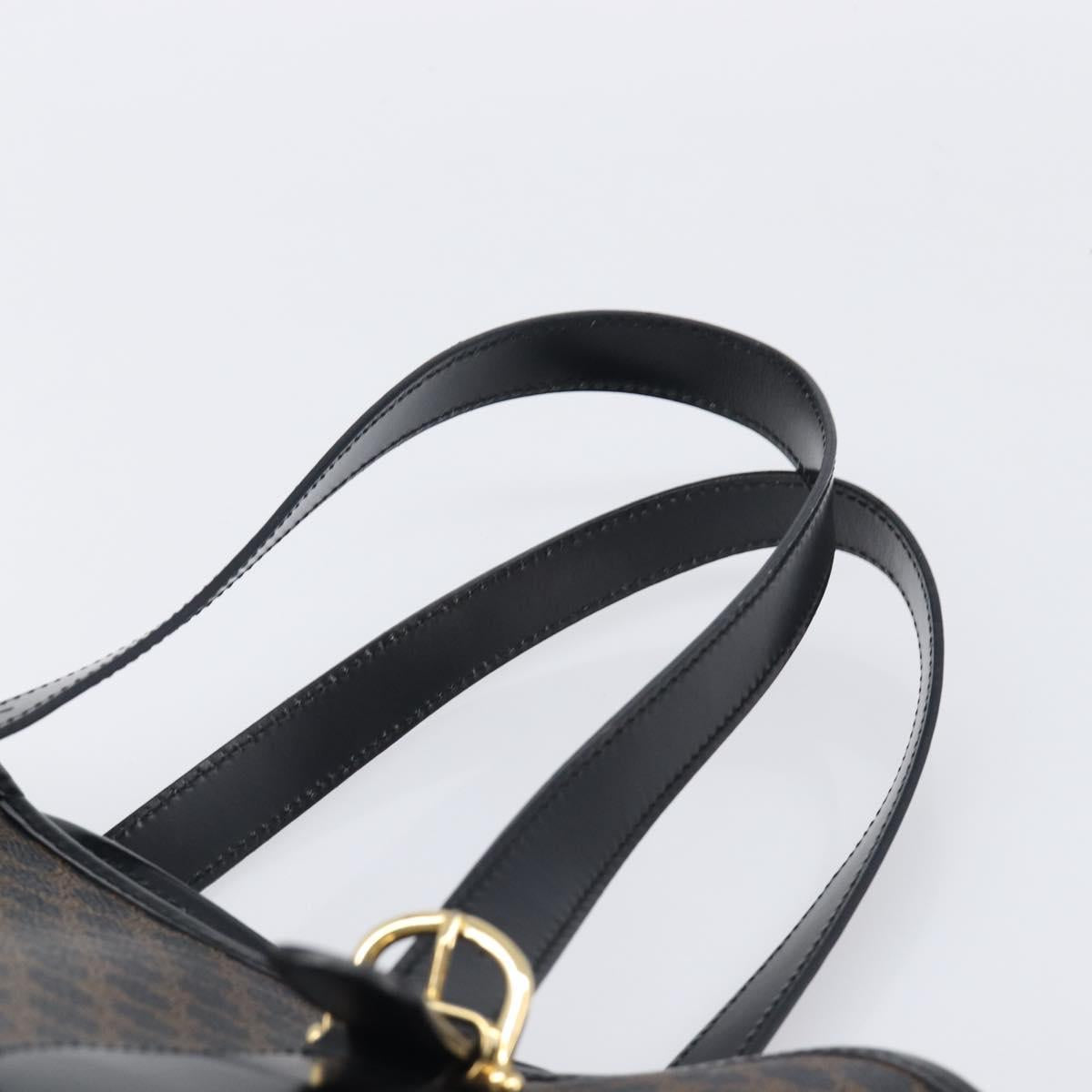 CELINE Macadam Canvas Hand Bag PVC Leather Black Gold Auth mr2888A