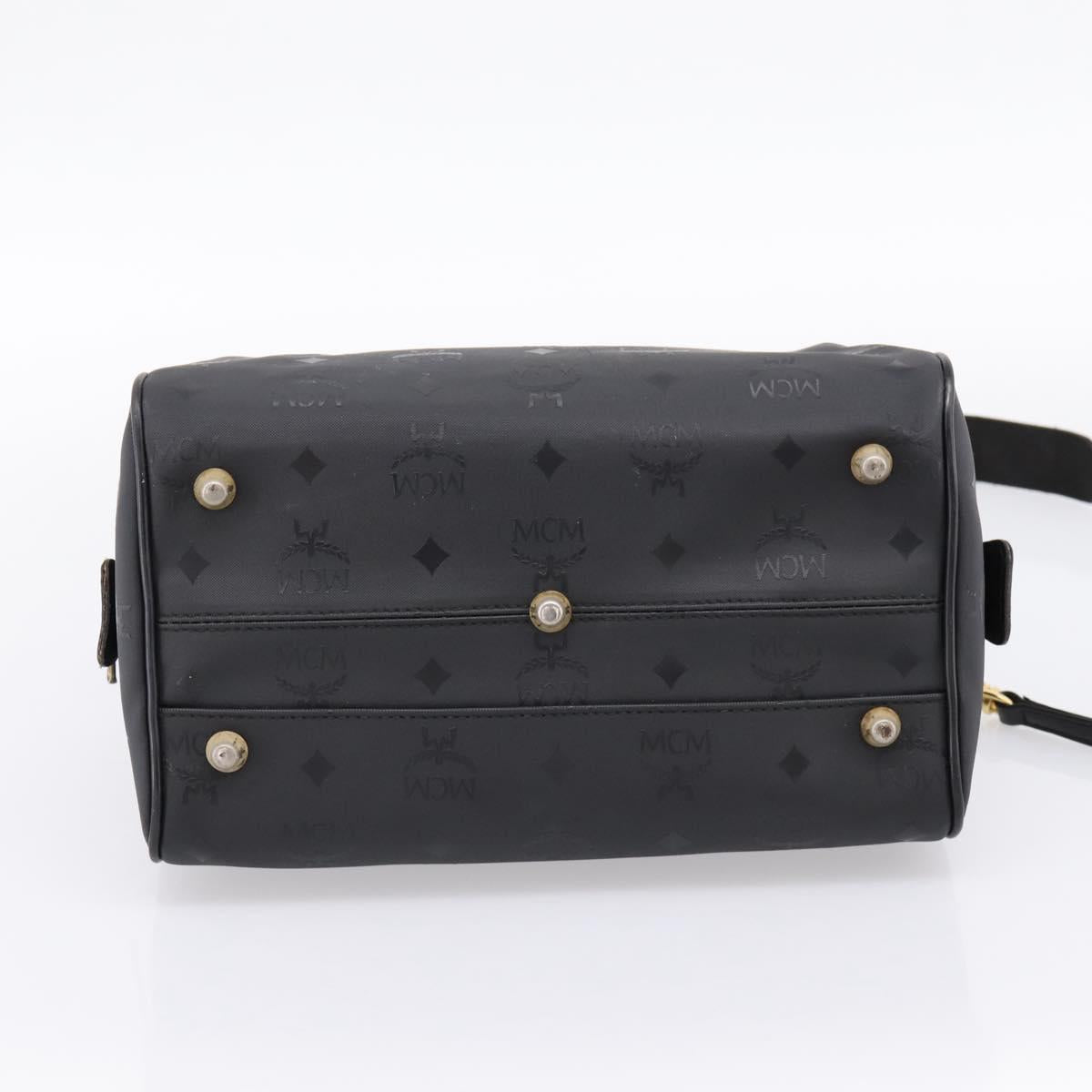 MCM Logogram Vicetos Hand Bag PVC 2way Black Gold Auth mr2890
