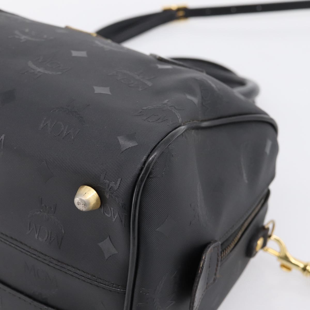 MCM Logogram Vicetos Hand Bag PVC 2way Black Gold Auth mr2890