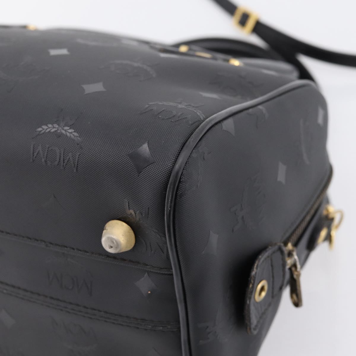 MCM Logogram Vicetos Hand Bag PVC 2way Black Gold Auth mr2890