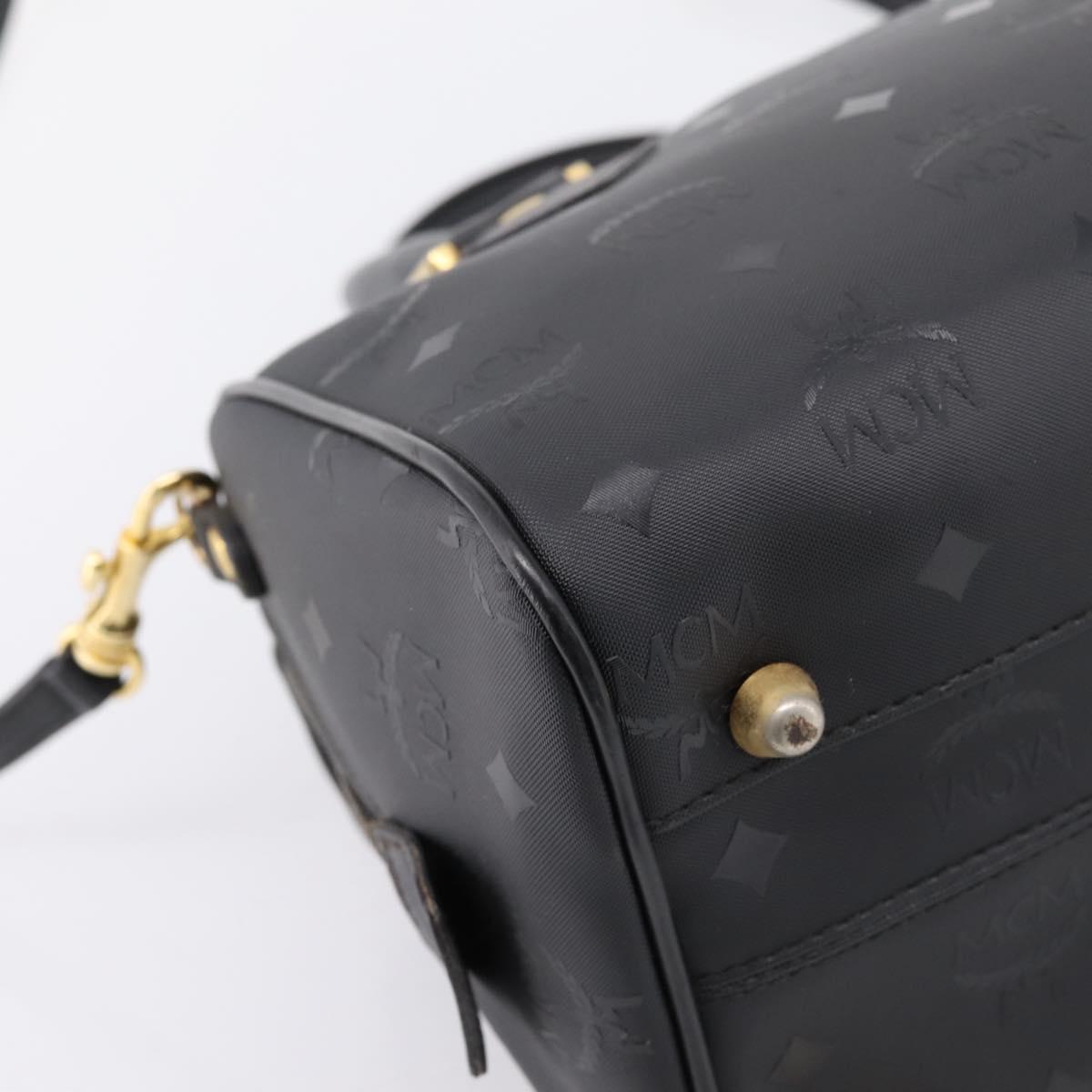 MCM Logogram Vicetos Hand Bag PVC 2way Black Gold Auth mr2890