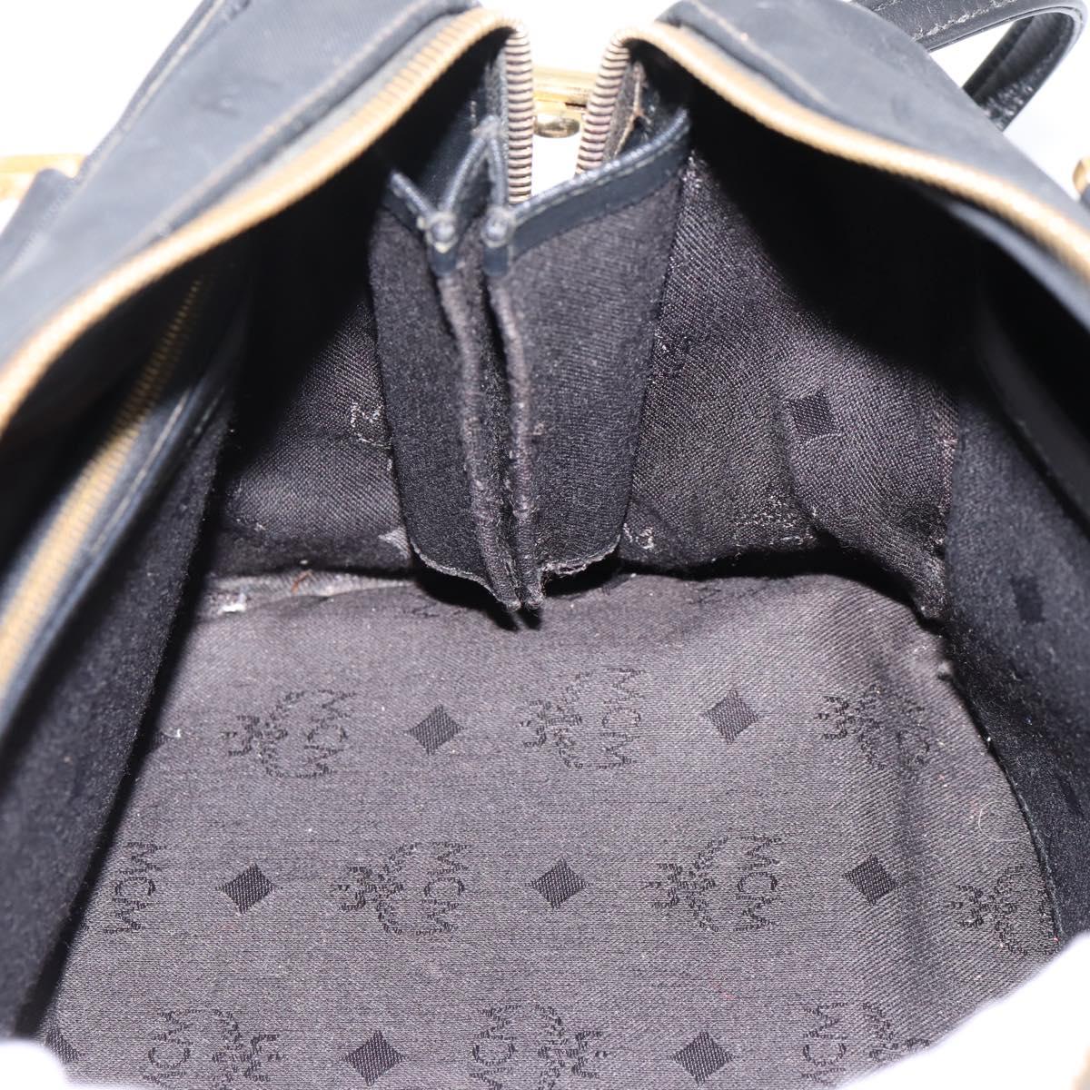 MCM Logogram Vicetos Hand Bag PVC 2way Black Gold Auth mr2890