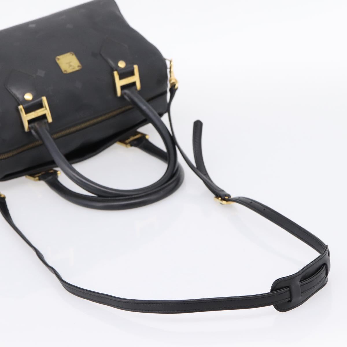 MCM Logogram Vicetos Hand Bag PVC 2way Black Gold Auth mr2890