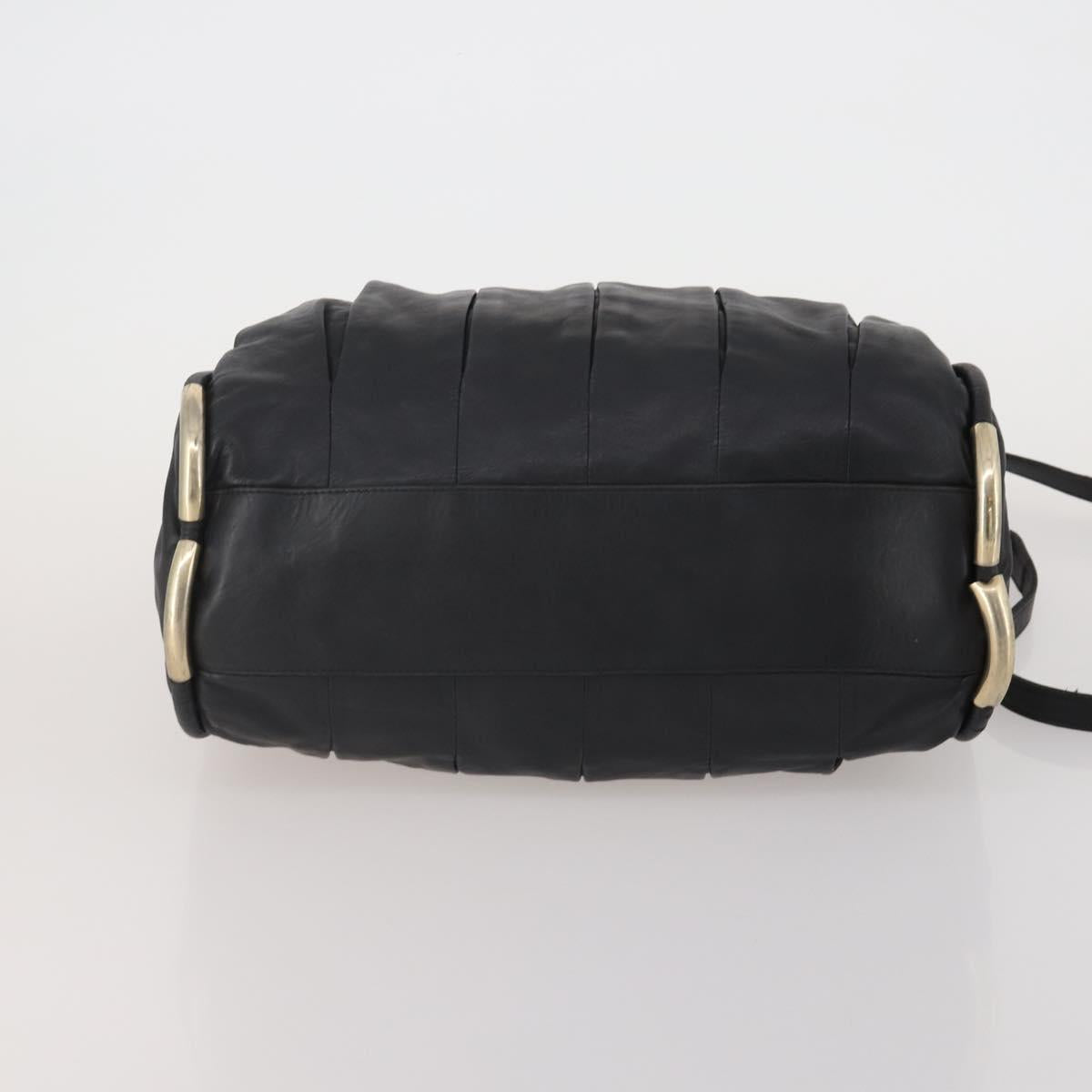 BALLY Hand Bag Leather 2way Black Gold Auth mr2891