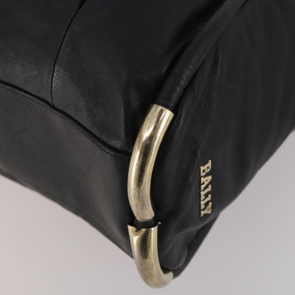 BALLY Hand Bag Leather 2way Black Gold Auth mr2891