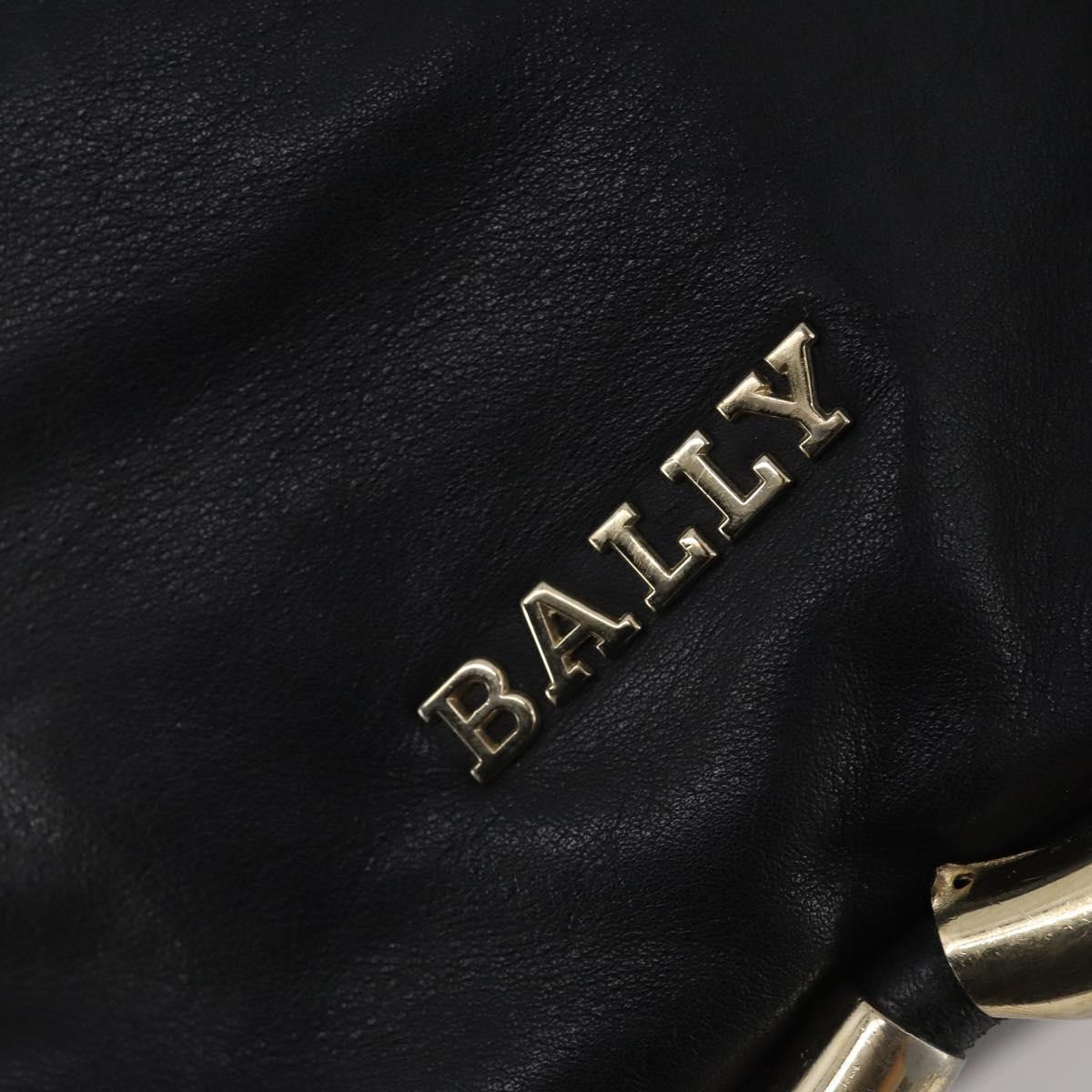 BALLY Hand Bag Leather 2way Black Gold Auth mr2891