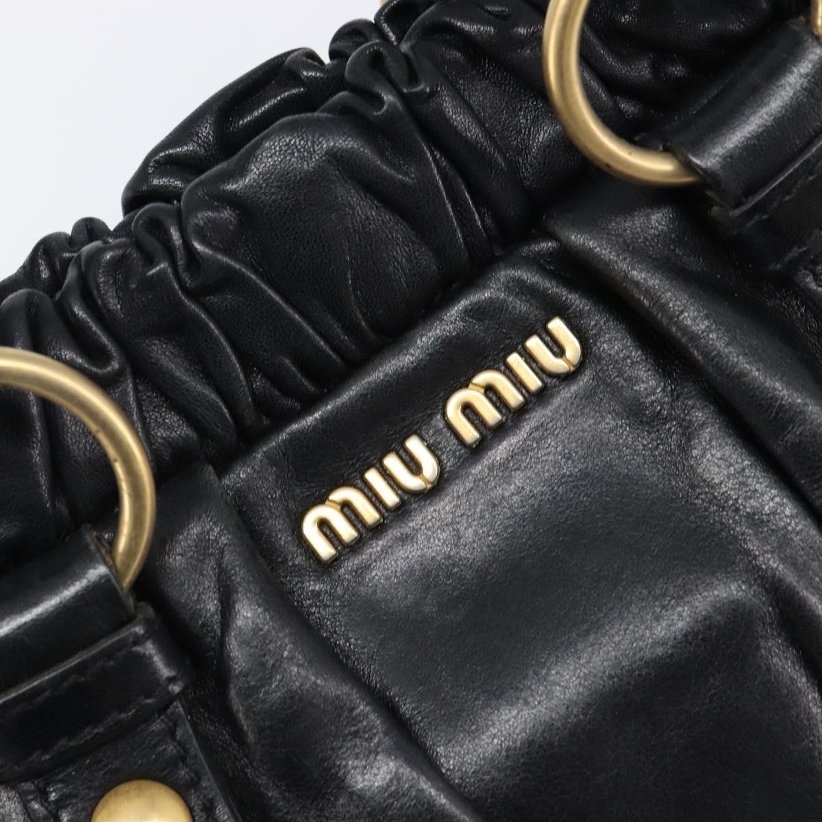 Miu Miu Hand Bag Leather Black Gold Auth mr2892V