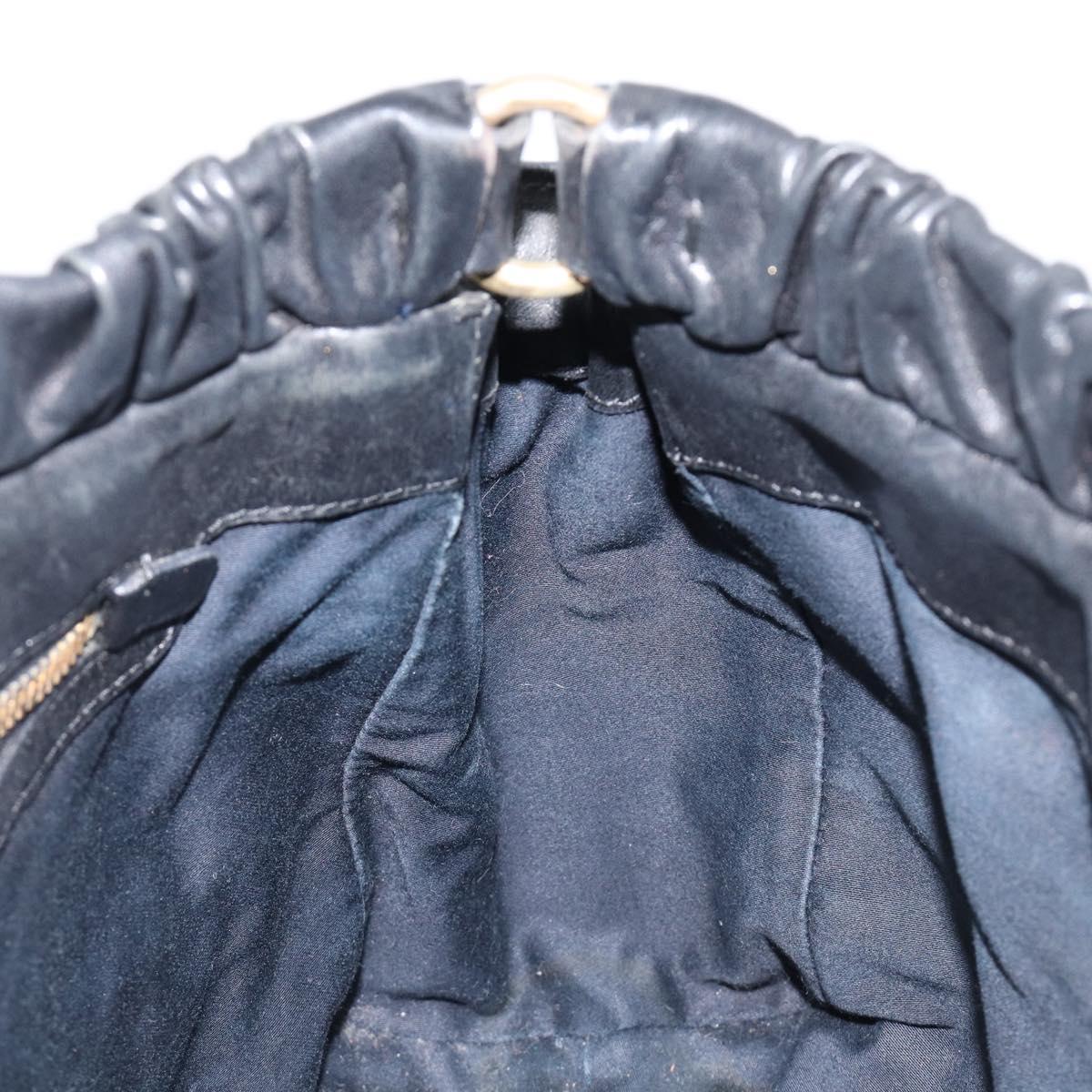 Miu Miu Hand Bag Leather Black Gold Auth mr2892V