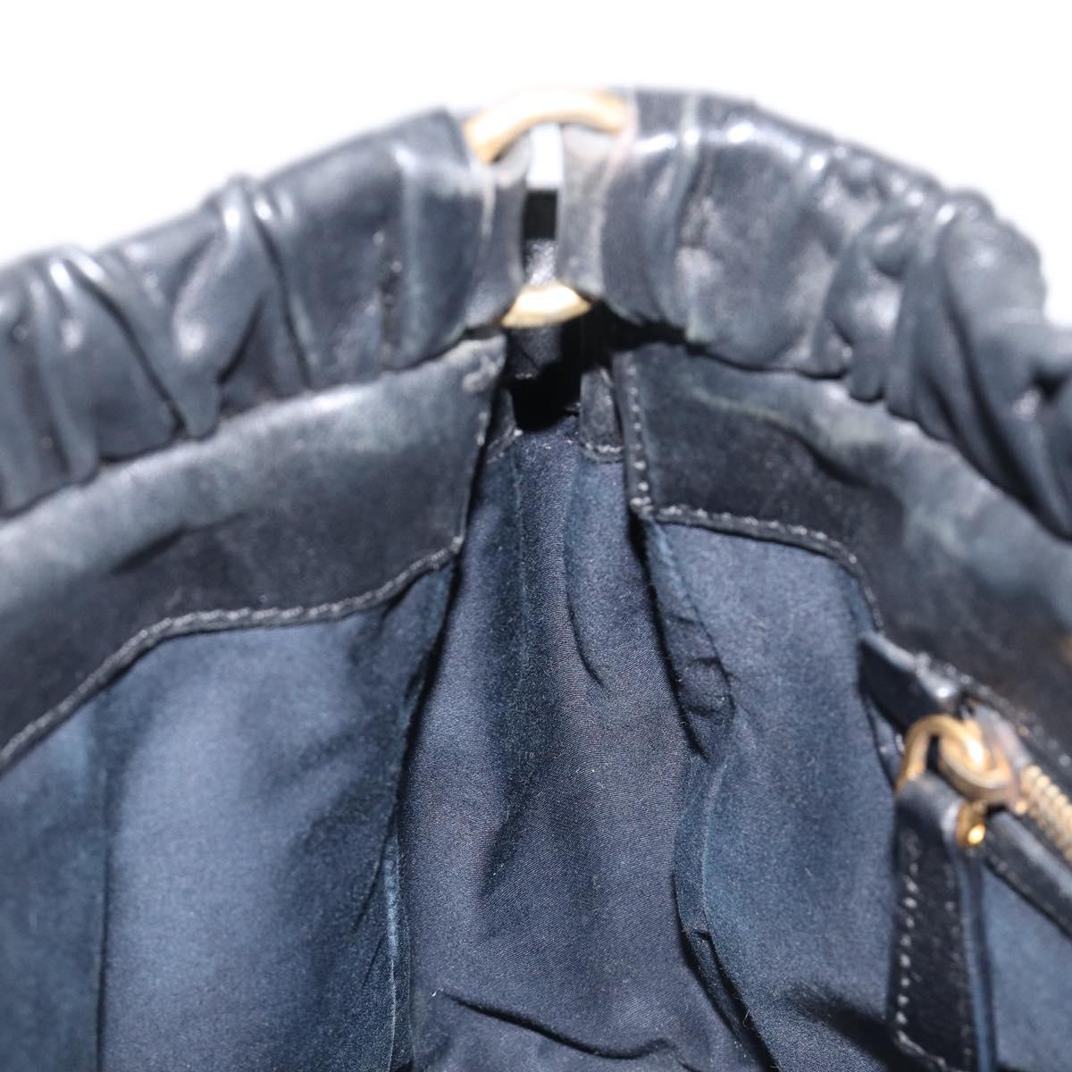 Miu Miu Hand Bag Leather Black Gold Auth mr2892V