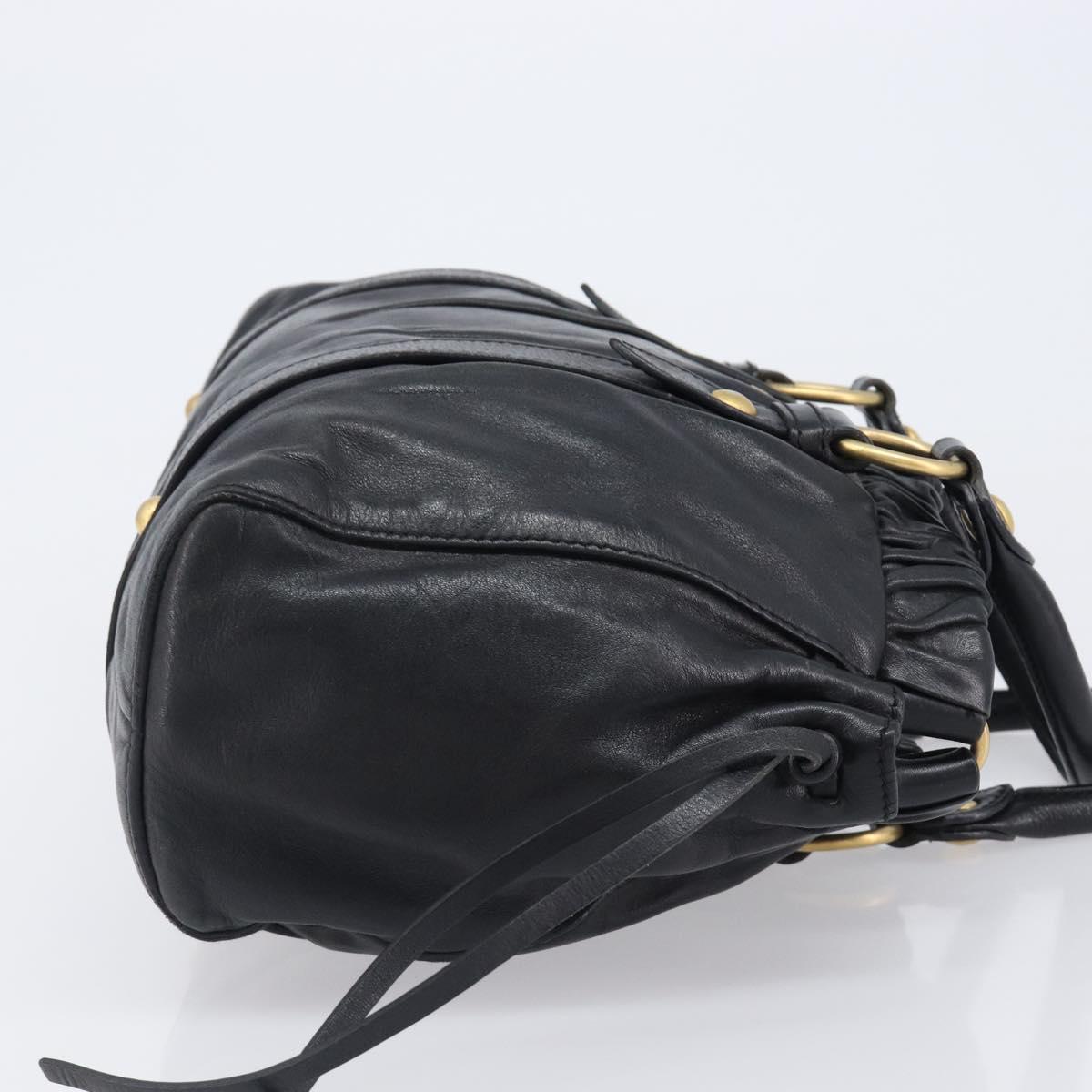 Miu Miu Hand Bag Leather Black Gold Auth mr2892V