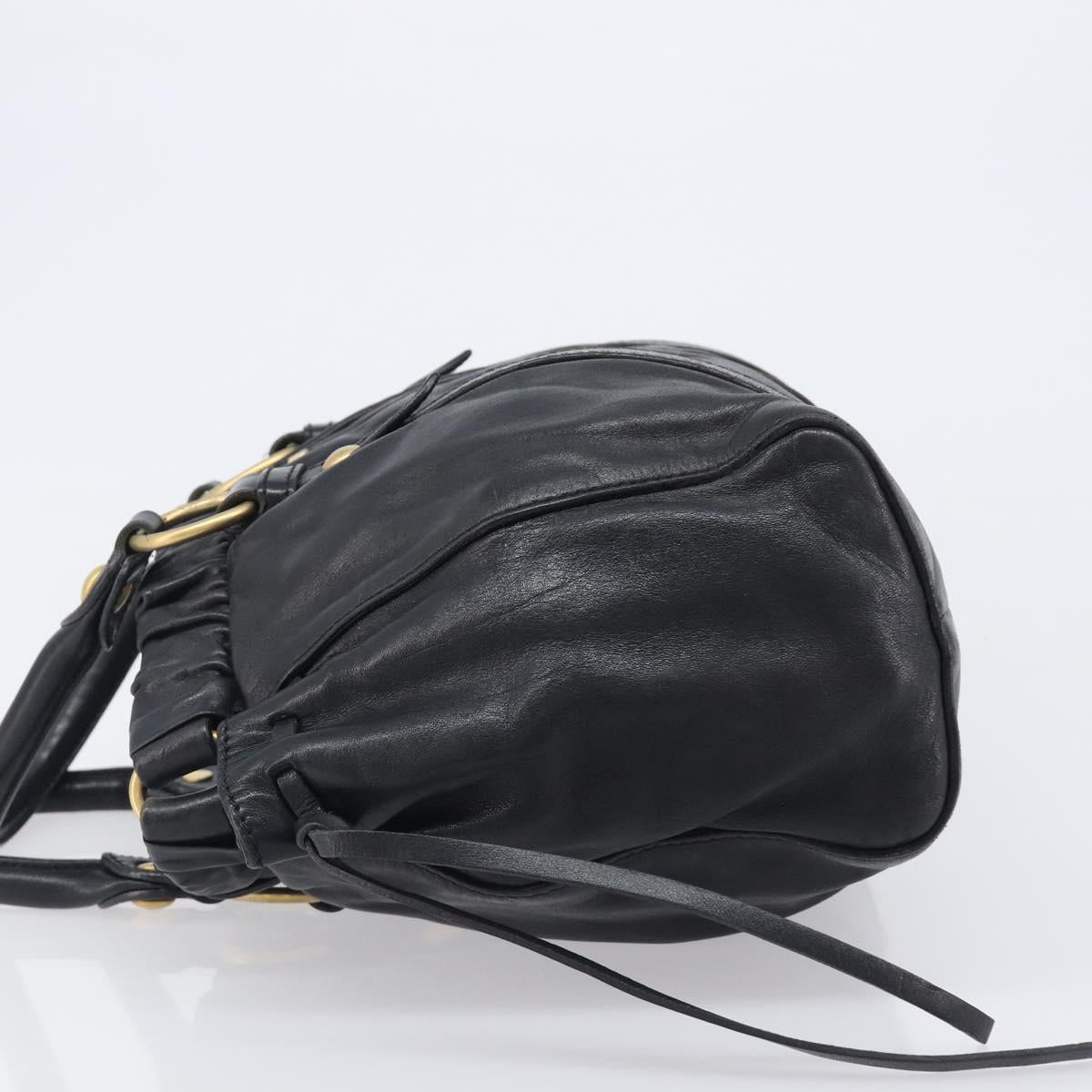 Miu Miu Hand Bag Leather Black Gold Auth mr2892V