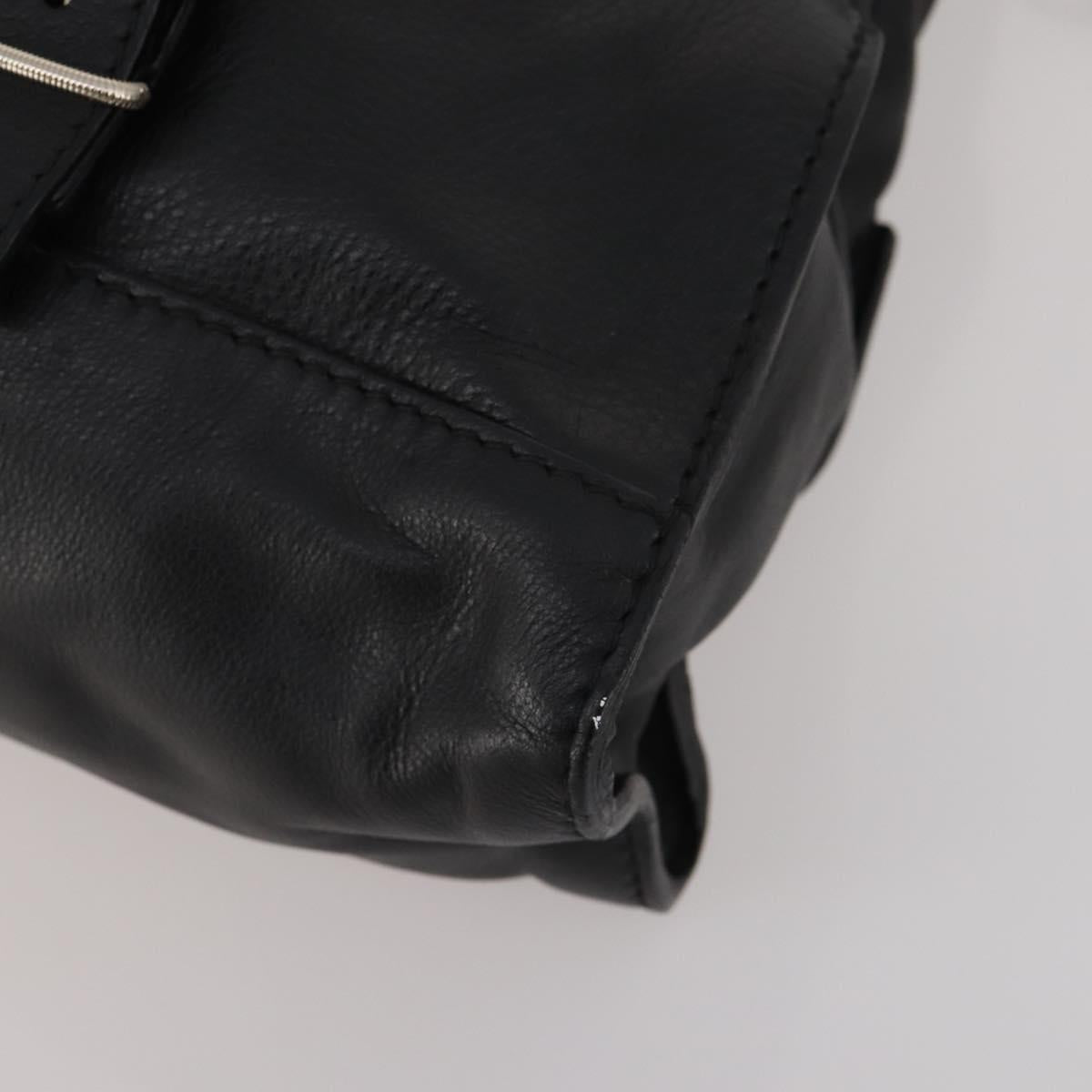 SAINT LAURENT Hand Bag Leather 2way Black Silver Auth mr2893V