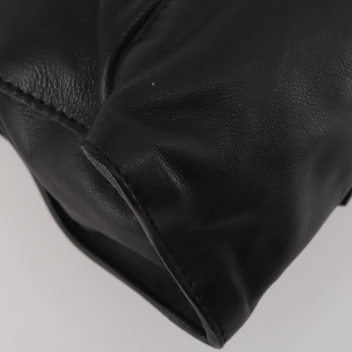 SAINT LAURENT Hand Bag Leather 2way Black Silver Auth mr2893V