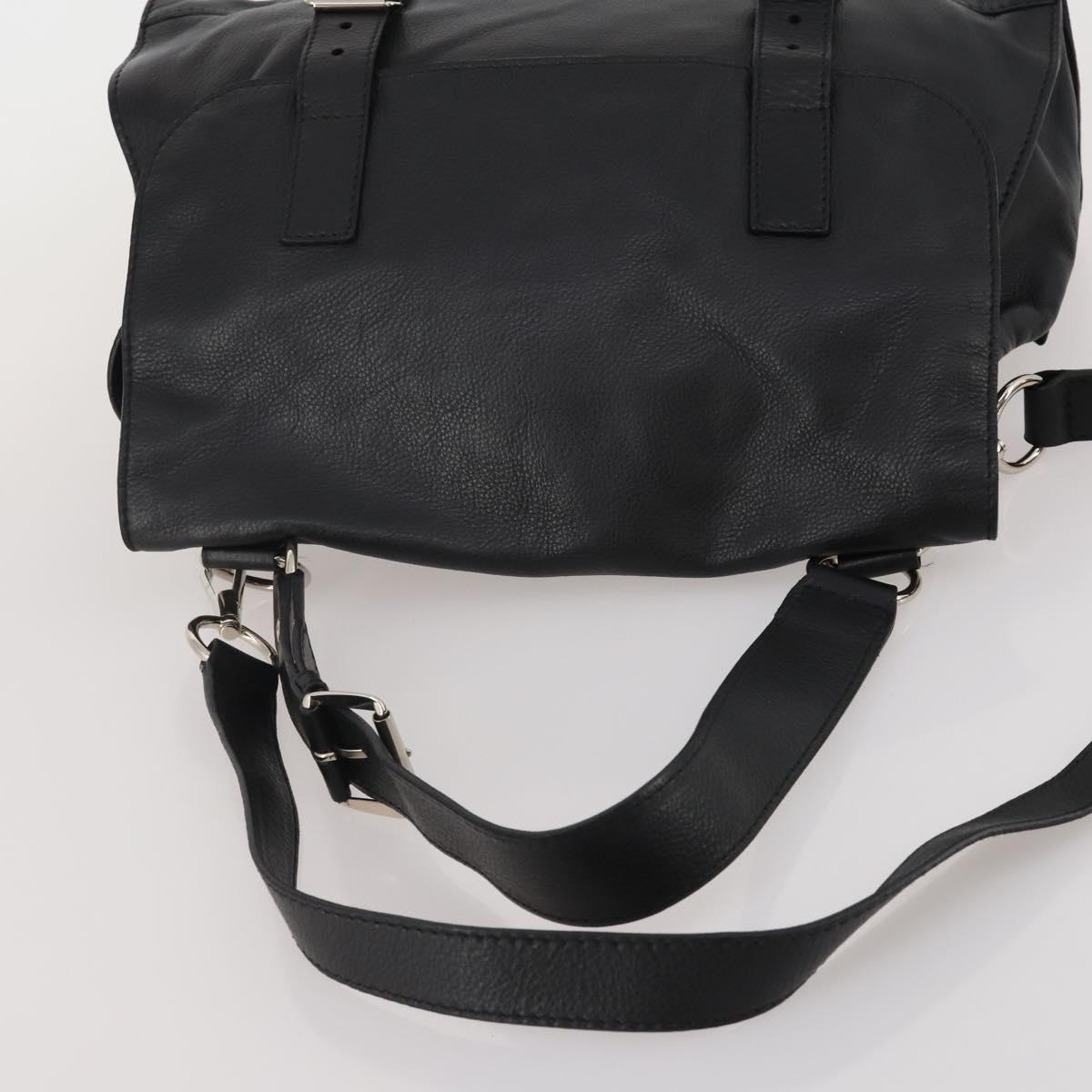 SAINT LAURENT Hand Bag Leather 2way Black Silver Auth mr2893V