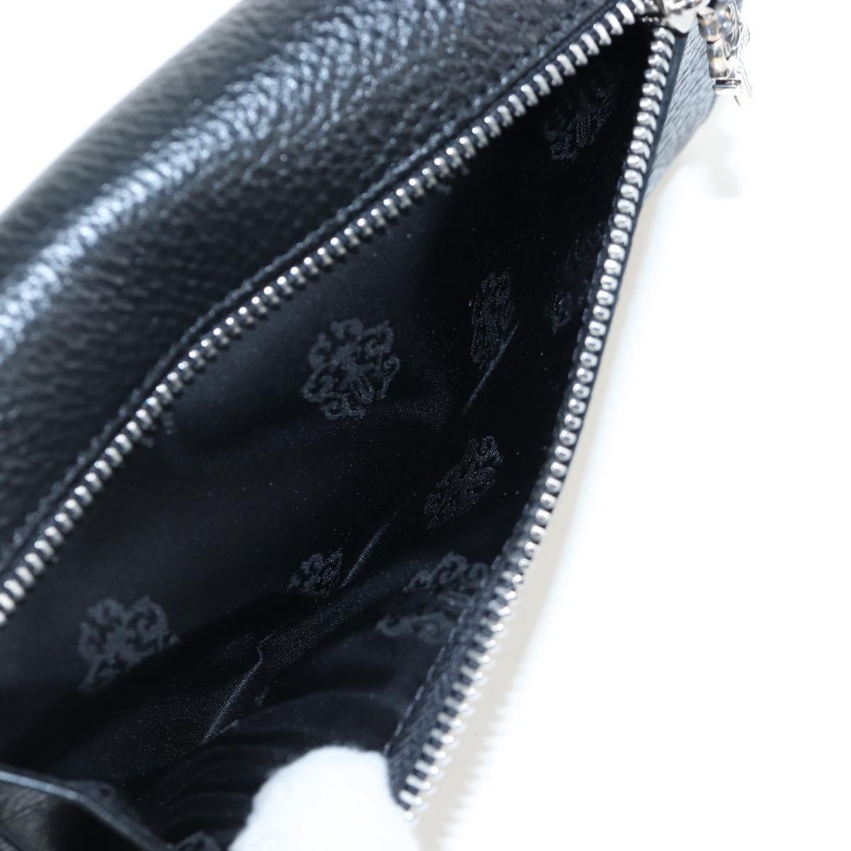 Chrome Hearts Wave Wallet Leather Black Auth mr2894SM