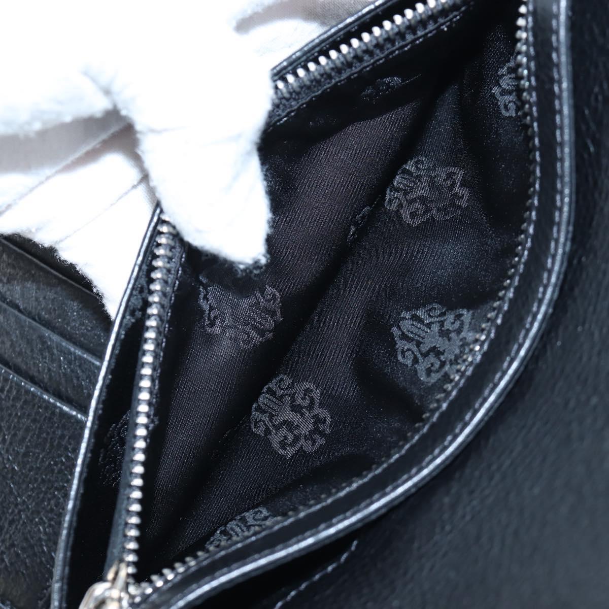 Chrome Hearts Wave Wallet Leather Black Auth mr2894SM
