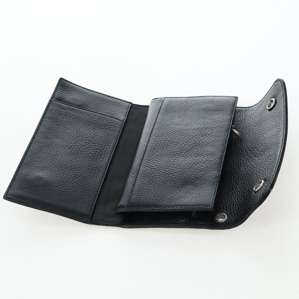 Chrome Hearts Wave Wallet Leather Black Auth mr2894SM