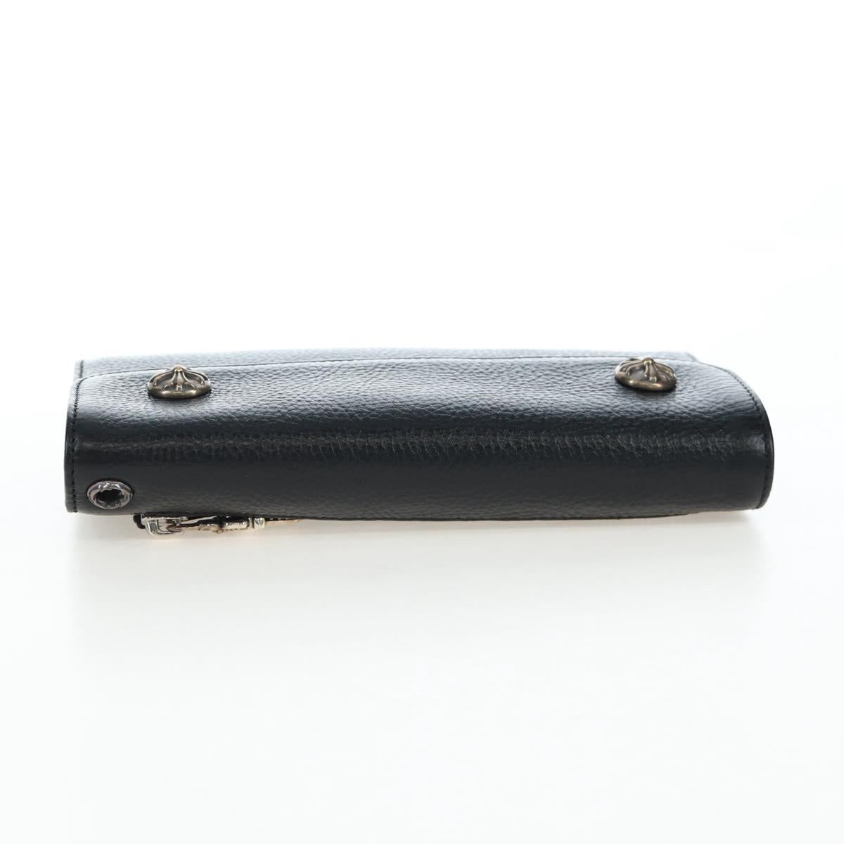 Chrome Hearts Wave Wallet Leather Black Auth mr2894SM