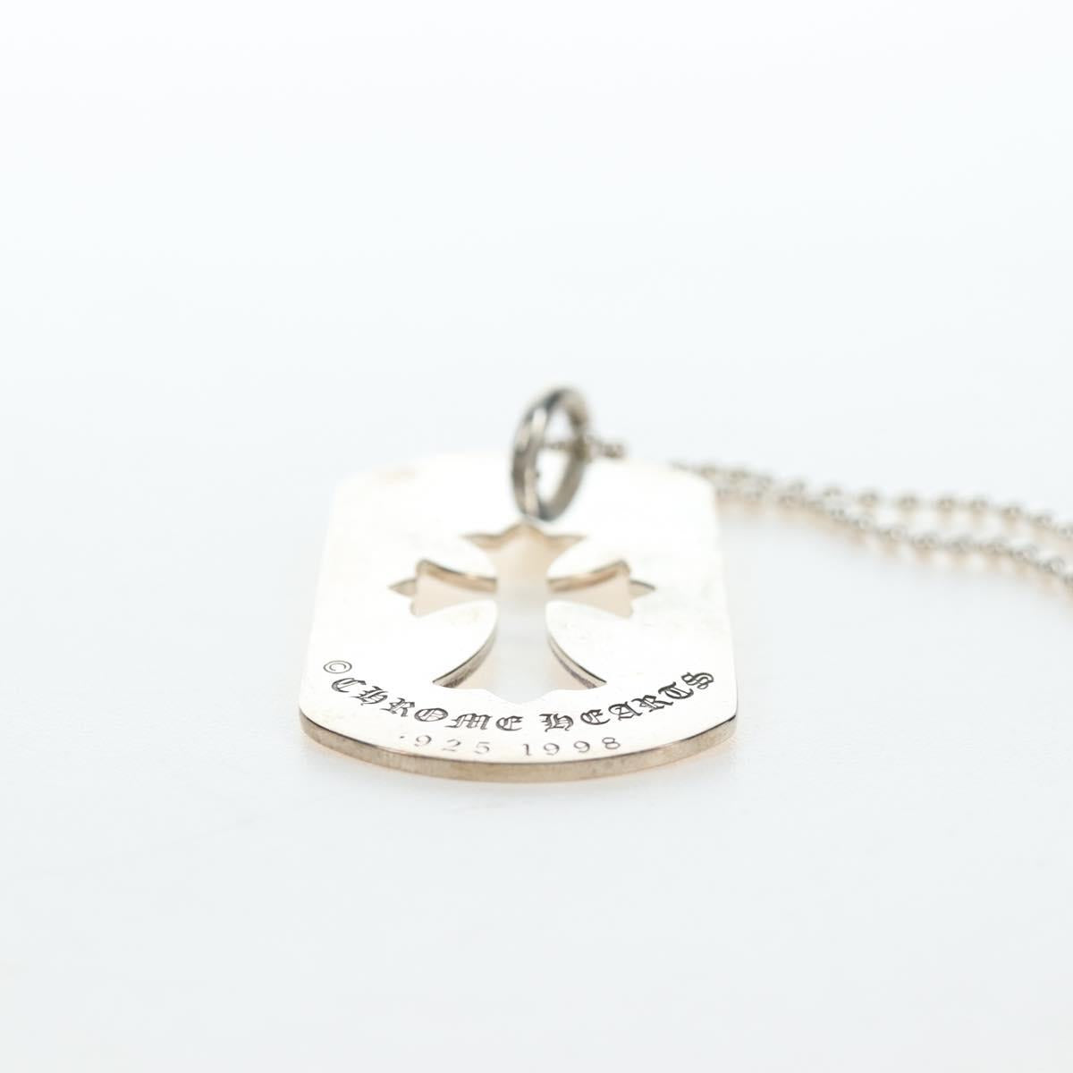 Chrome Hearts Large Dog Tag Necklace metal Silver Auth mr2897SAM
