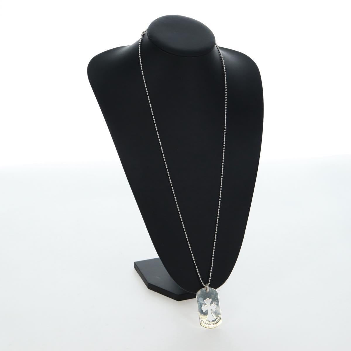 Chrome Hearts Large Dog Tag Necklace metal Silver Auth mr2897SAM