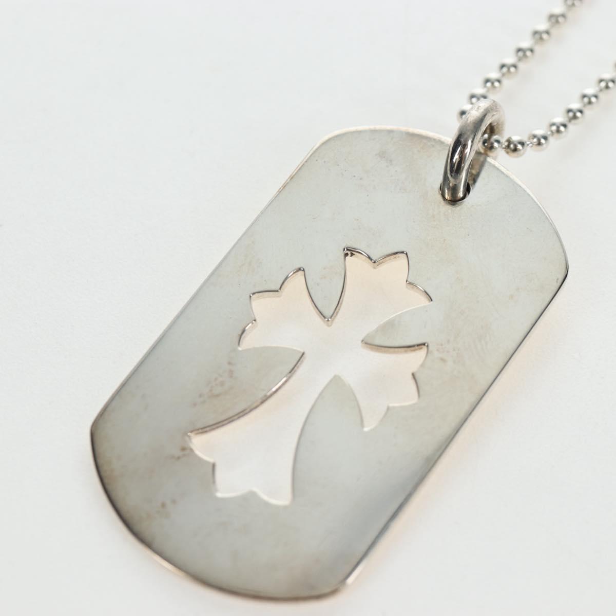 Chrome Hearts Large Dog Tag Necklace metal Silver Auth mr2897SAM