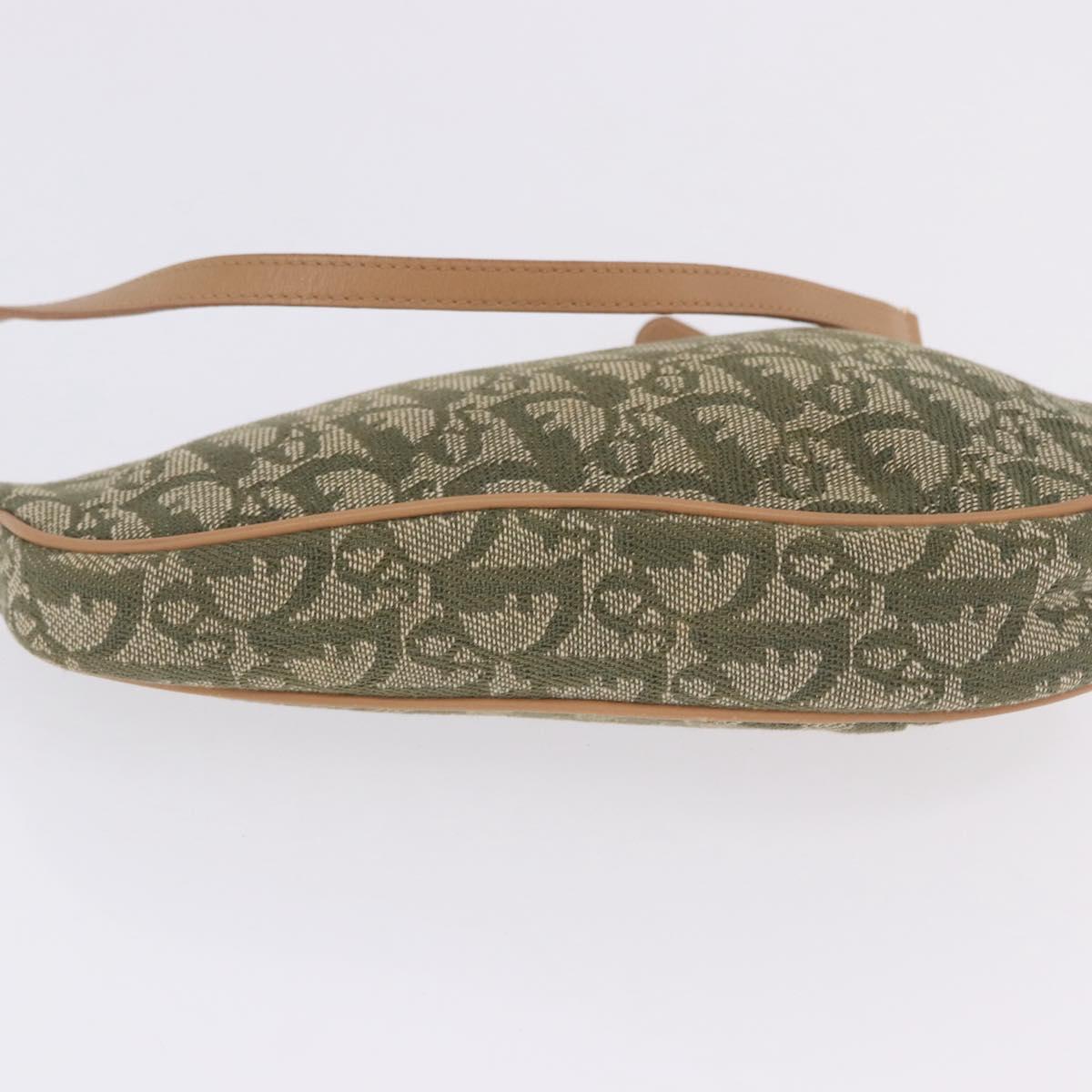 Christian Dior Trotter Canvas Saddle Pouch Hand Bag Khaki Gold Auth mr2899V