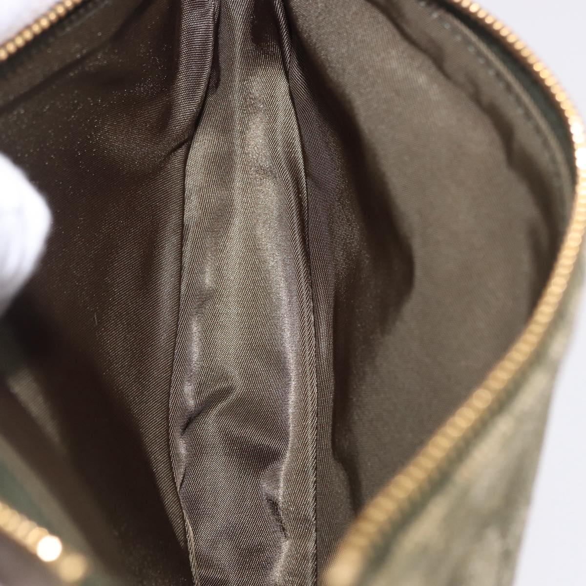 Christian Dior Trotter Canvas Saddle Pouch Hand Bag Khaki Gold Auth mr2899V