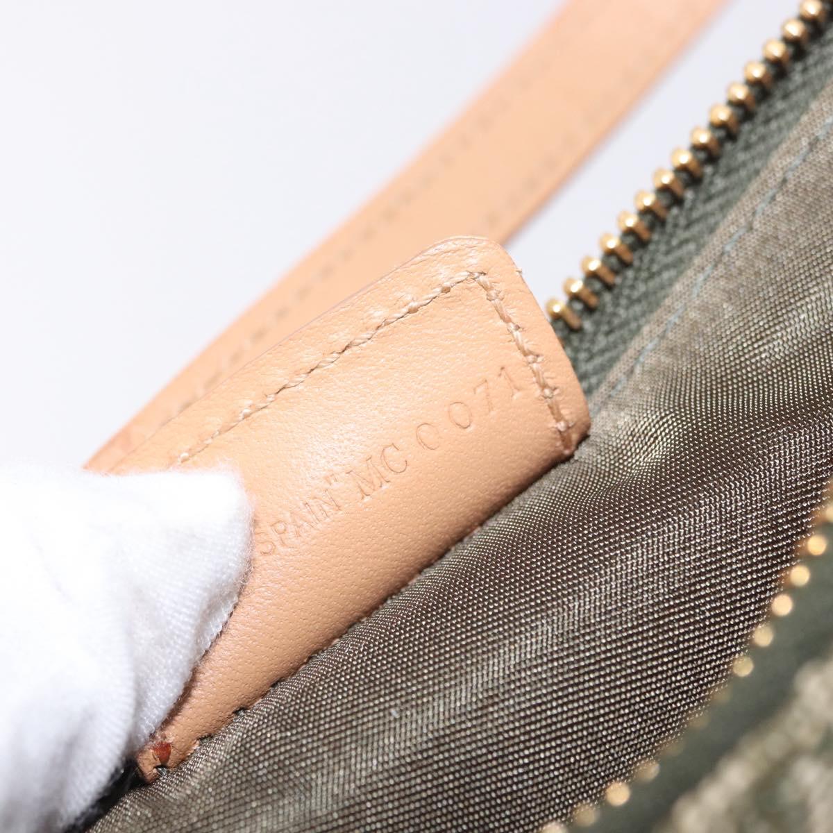 Christian Dior Trotter Canvas Saddle Pouch Hand Bag Khaki Gold Auth mr2899V
