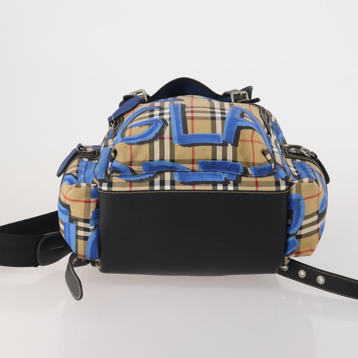BURBERRY Nova Check Backpack Nylon Beige Silver Auth mr2901A