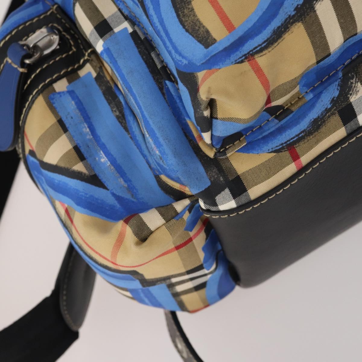 BURBERRY Nova Check Backpack Nylon Beige Silver Auth mr2901A