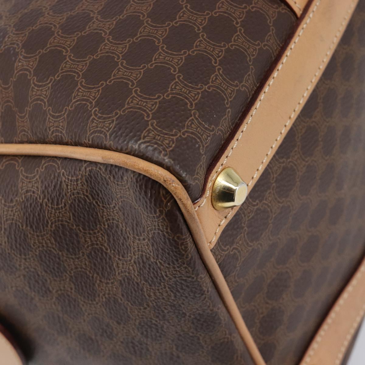 CELINE Macadam Canvas Hand Bag PVC Leather Brown Gold Auth mr2904A