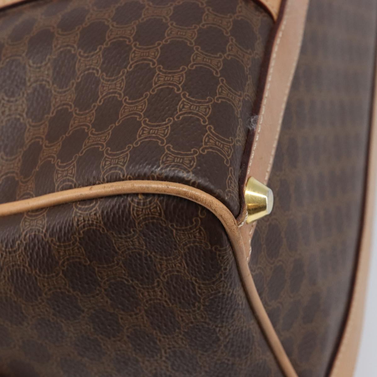 CELINE Macadam Canvas Hand Bag PVC Leather Brown Gold Auth mr2904A