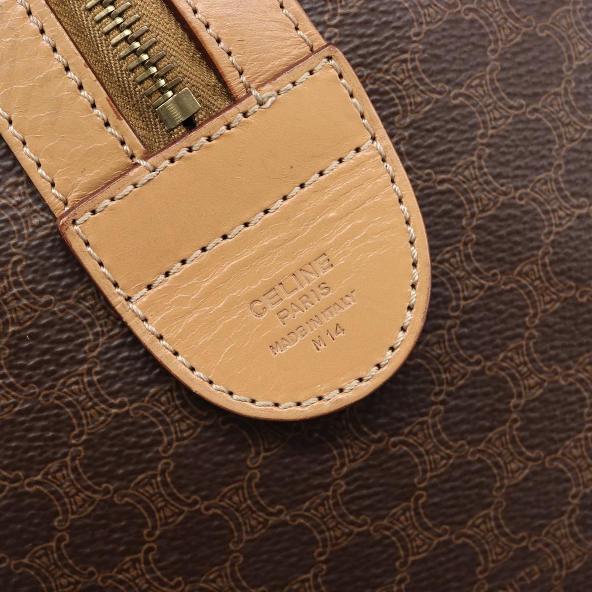 CELINE Macadam Canvas Hand Bag PVC Leather Brown Gold Auth mr2904A