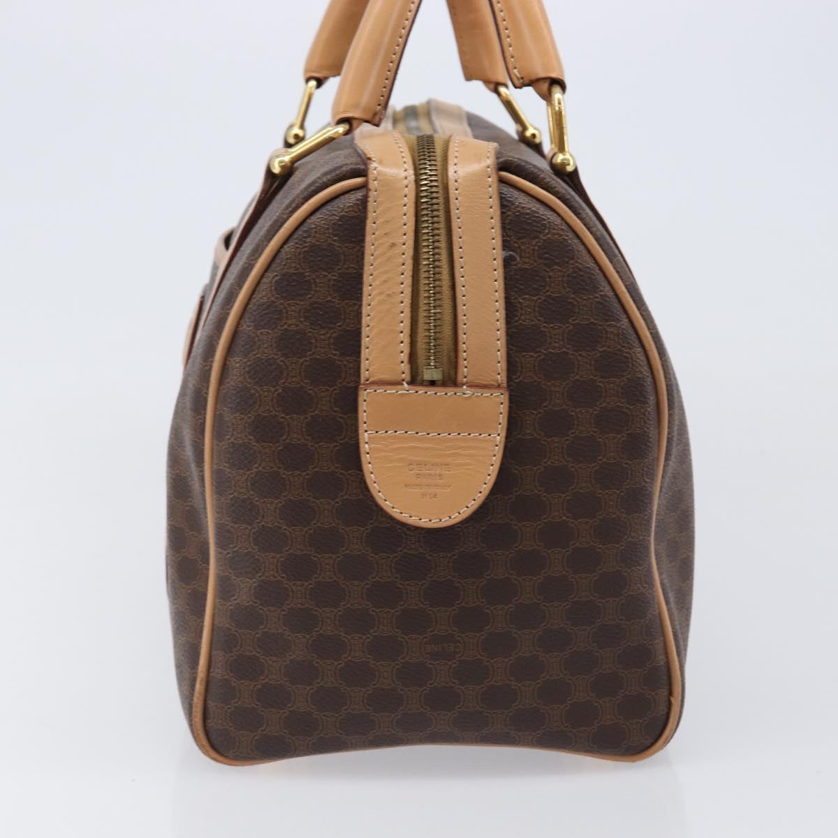 CELINE Macadam Canvas Hand Bag PVC Leather Brown Gold Auth mr2904A