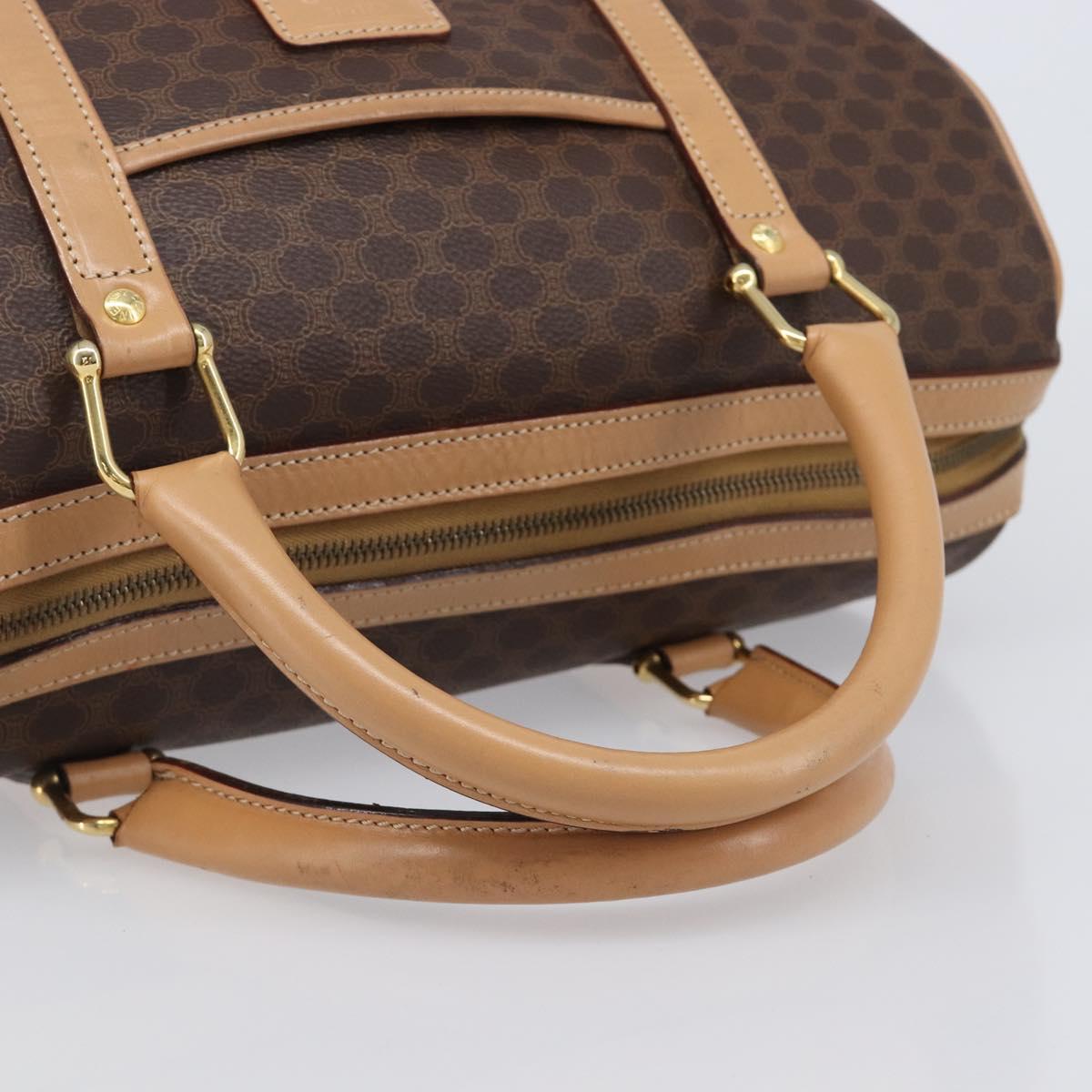 CELINE Macadam Canvas Hand Bag PVC Leather Brown Gold Auth mr2904A