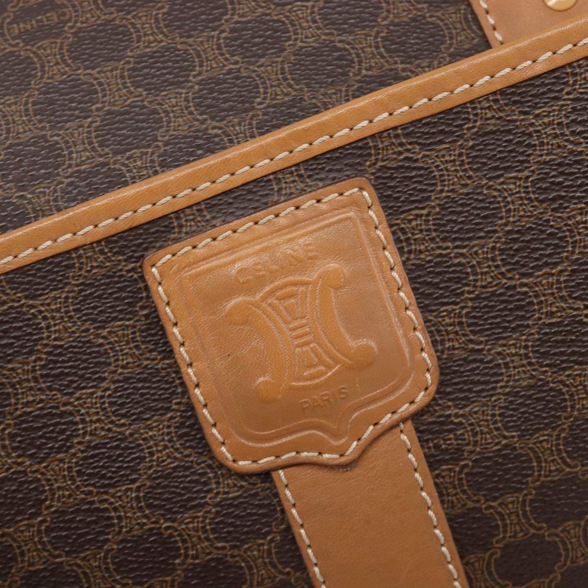 CELINE Macadam Canvas Shoulder Bag PVC Leather Brown Gold Auth mr2905