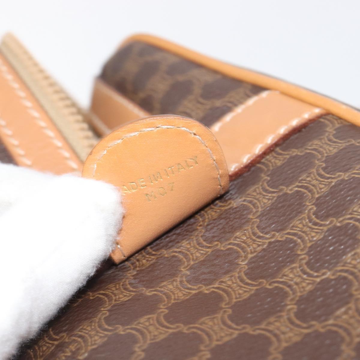 CELINE Macadam Canvas Shoulder Bag PVC Leather Brown Gold Auth mr2905