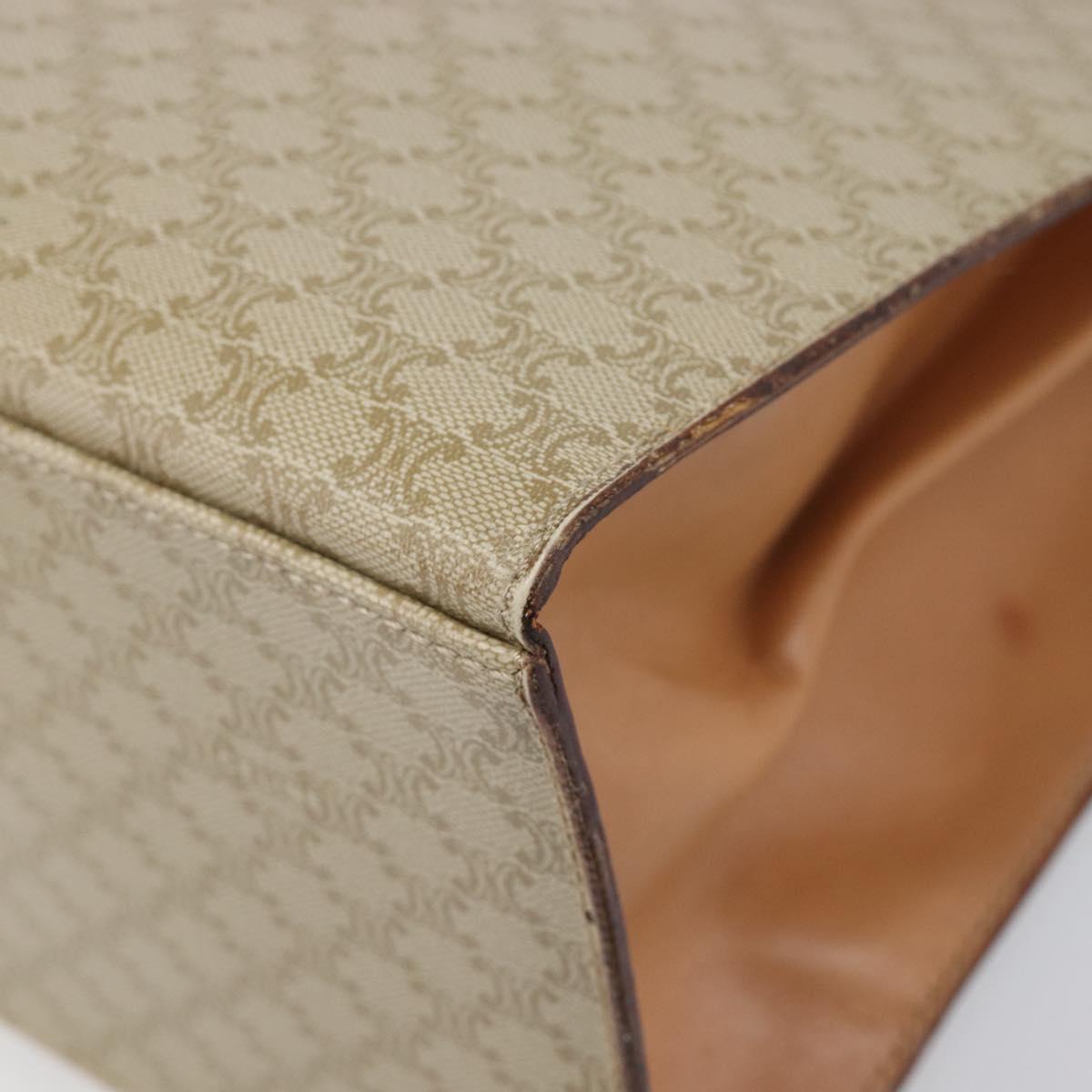 CELINE Macadam Canvas Hand Bag PVC Beige Gold Auth mr2906