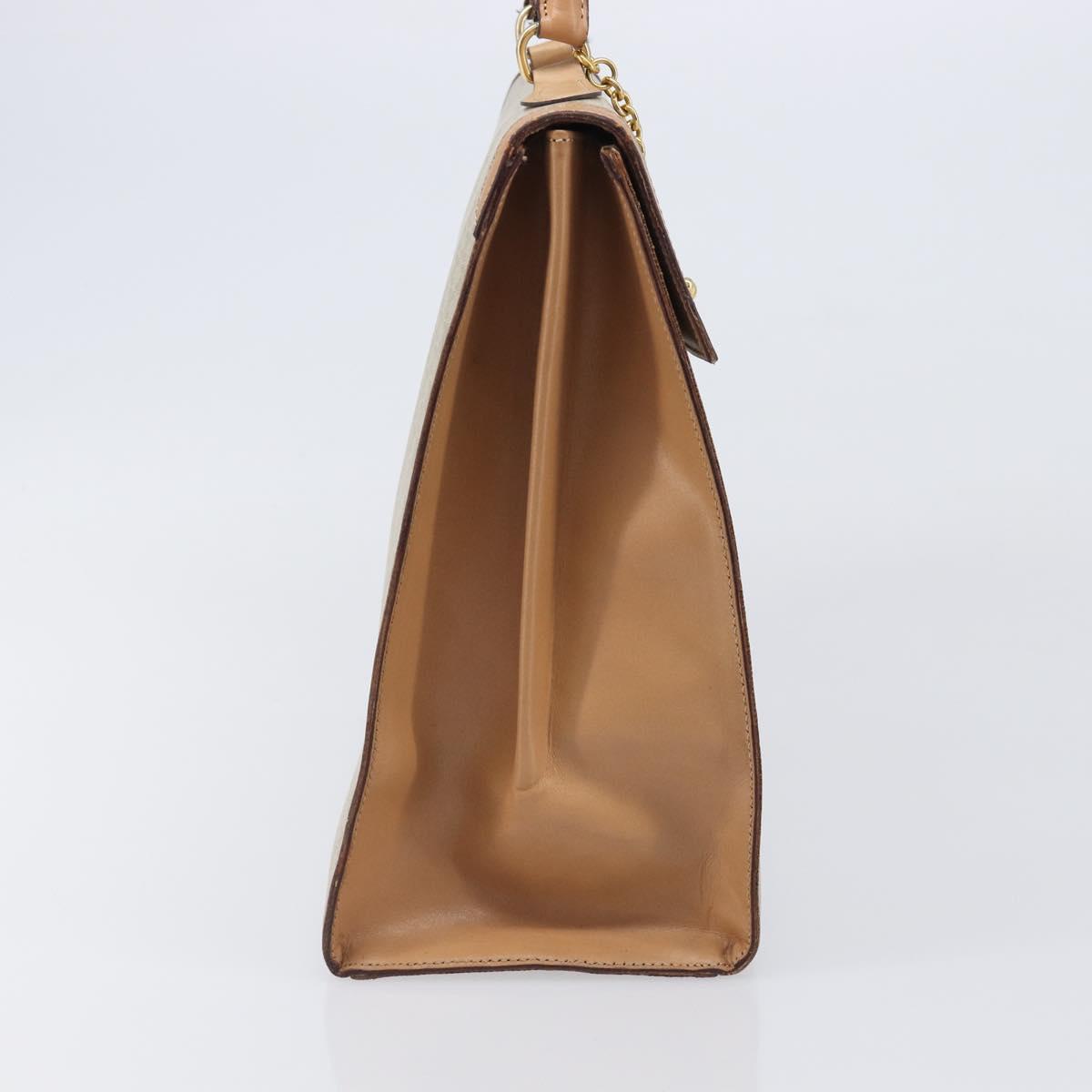 CELINE Macadam Canvas Hand Bag PVC Beige Gold Auth mr2906