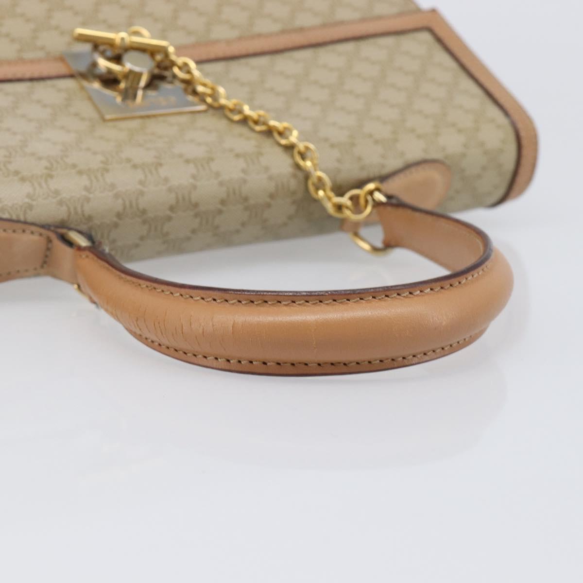 CELINE Macadam Canvas Hand Bag PVC Beige Gold Auth mr2906