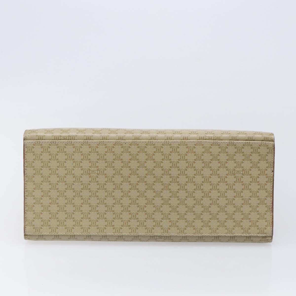 CELINE Macadam Canvas Hand Bag PVC Beige Gold Auth mr2906