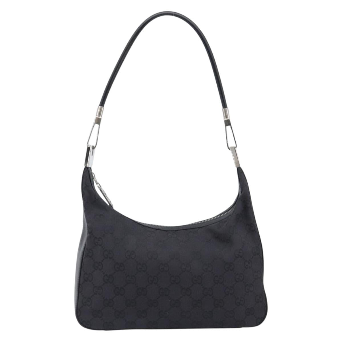 GUCCI Shoulder Bag Leather Black Silver 001 3812 2123 Auth mr2907