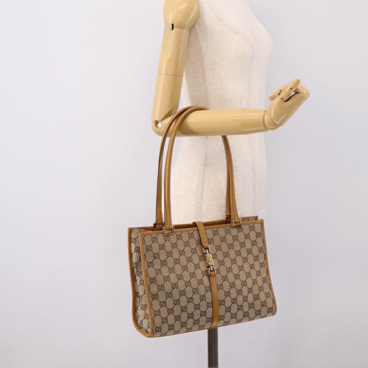 GUCCI GG Canvas Jackie Tote Bag Brown Gold 002 1073 Auth mr2908A