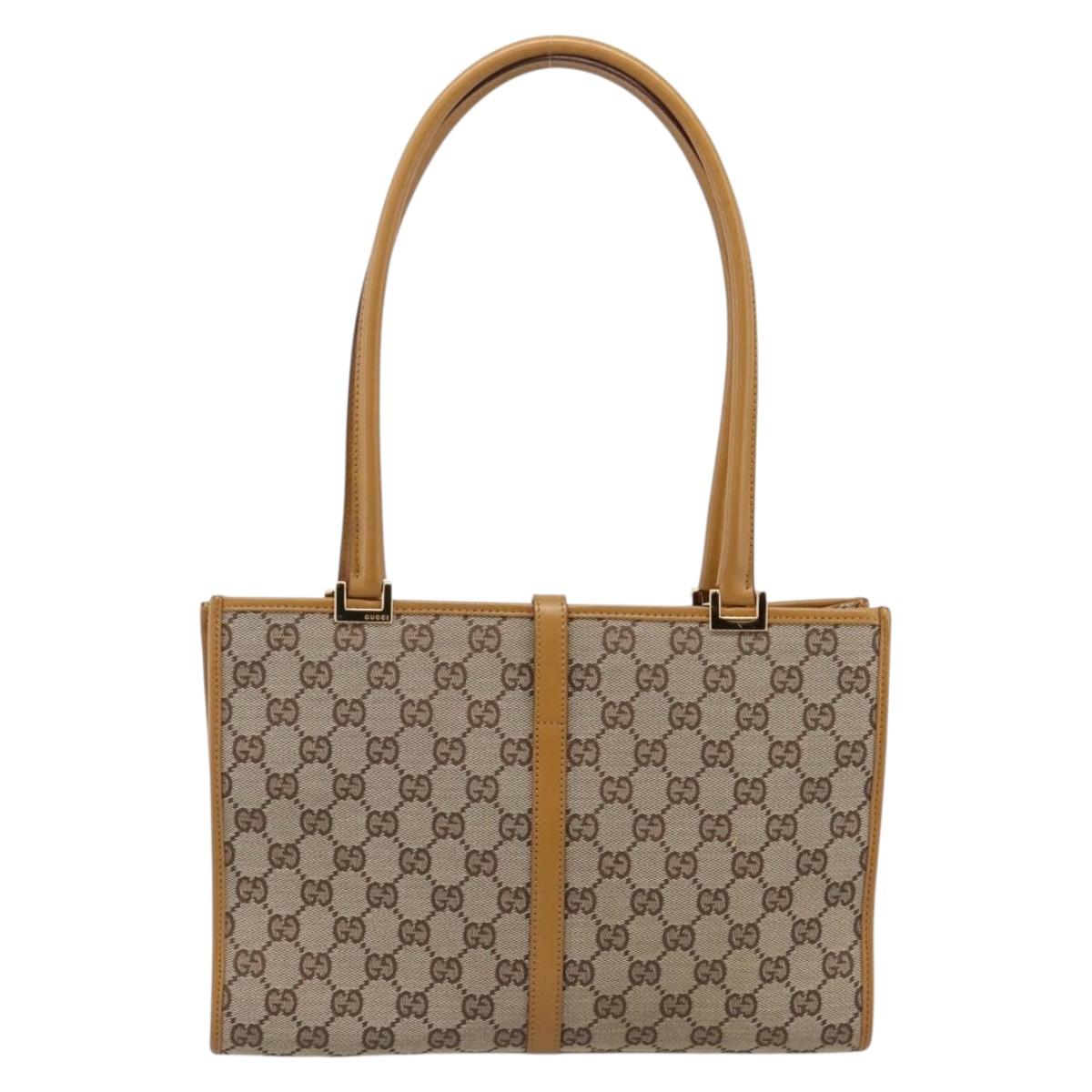 GUCCI GG Canvas Jackie Tote Bag Brown Gold 002 1073 Auth mr2908A