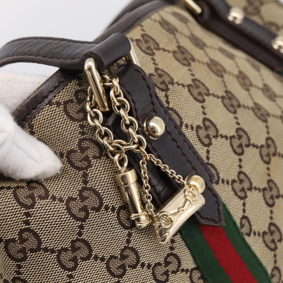 GUCCI GG Canvas Web Sherry Line Tote Bag Beige Gold 137396 Auth mr2909