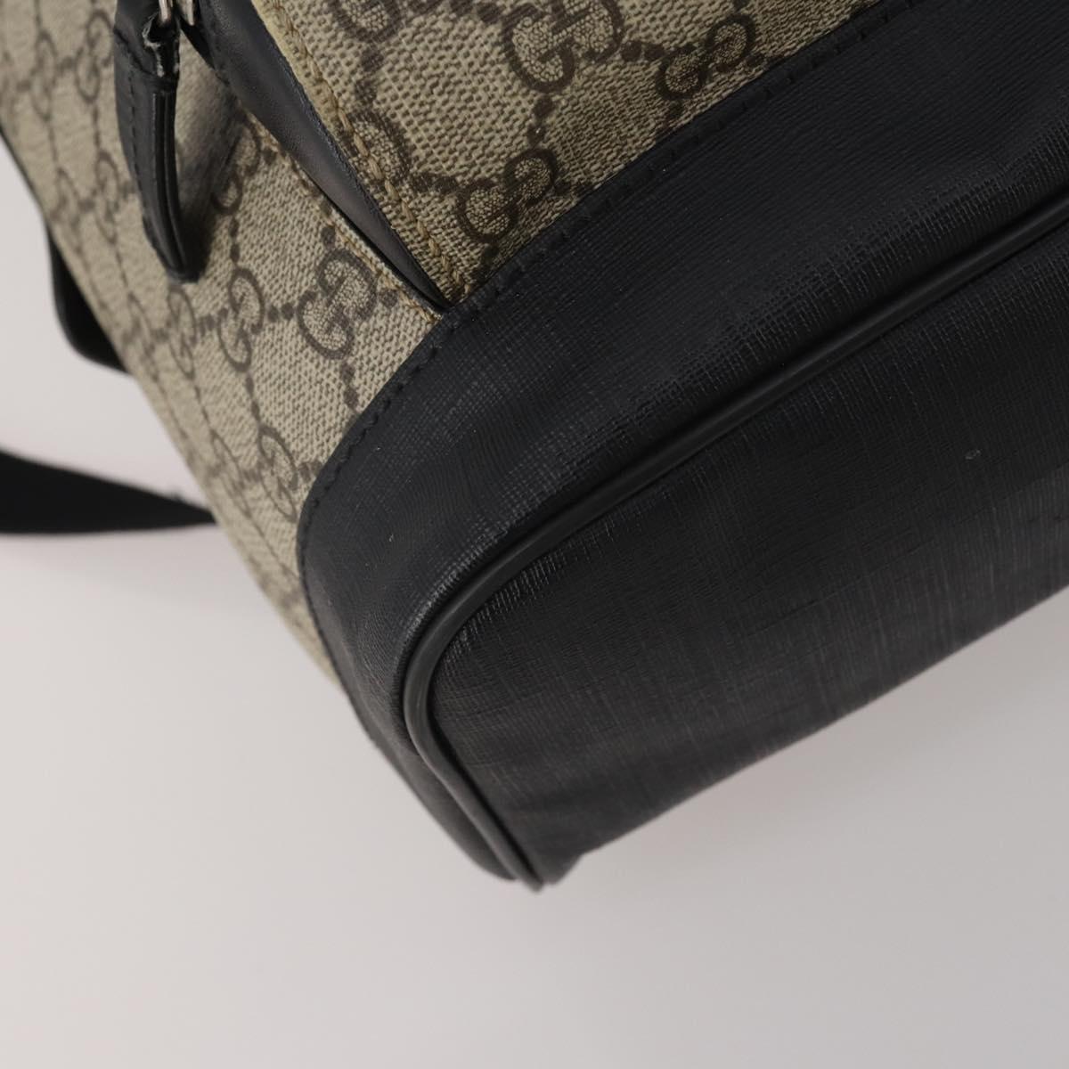 GUCCI GG Supreme Backpack PVC Beige Silver 406370 Auth mr2910A