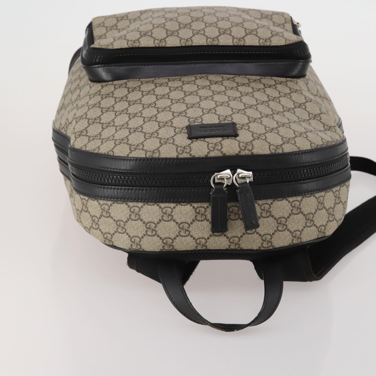 GUCCI GG Supreme Backpack PVC Beige Silver 406370 Auth mr2910A