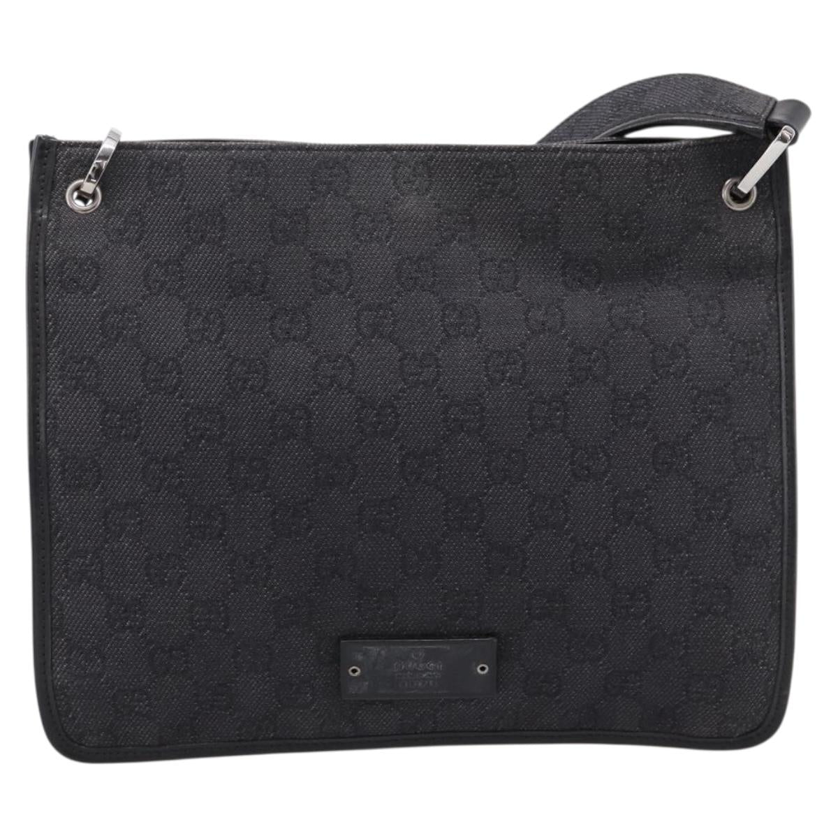 GUCCI GG Canvas Shoulder Bag Black 91762 Auth mr2911