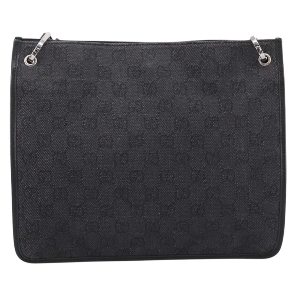 GUCCI GG Canvas Shoulder Bag Black 91762 Auth mr2911